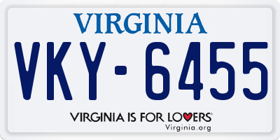 VA license plate VKY6455