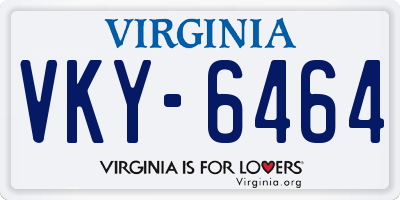 VA license plate VKY6464