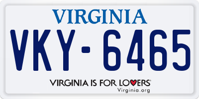 VA license plate VKY6465