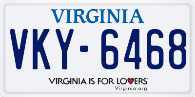 VA license plate VKY6468