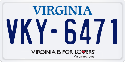 VA license plate VKY6471