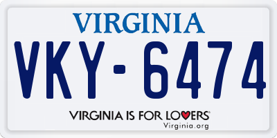 VA license plate VKY6474