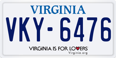 VA license plate VKY6476
