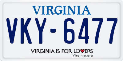 VA license plate VKY6477