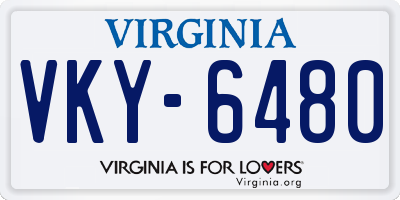 VA license plate VKY6480