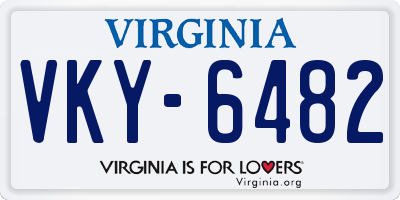 VA license plate VKY6482