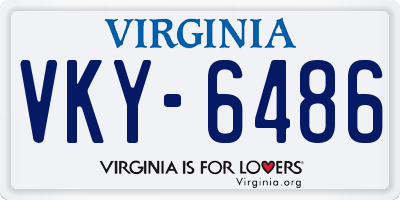VA license plate VKY6486