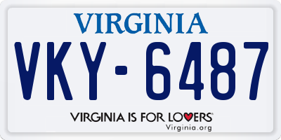 VA license plate VKY6487