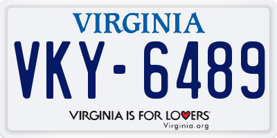 VA license plate VKY6489