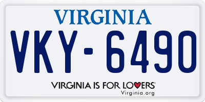 VA license plate VKY6490