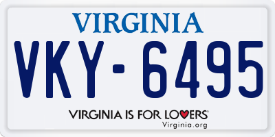 VA license plate VKY6495