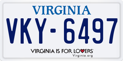 VA license plate VKY6497