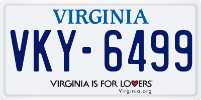 VA license plate VKY6499