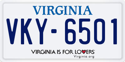 VA license plate VKY6501