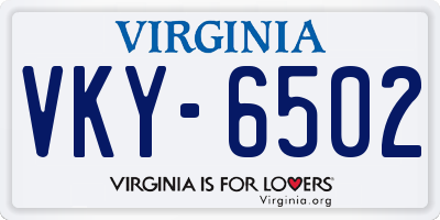 VA license plate VKY6502