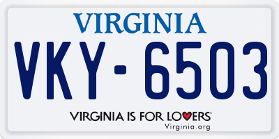 VA license plate VKY6503
