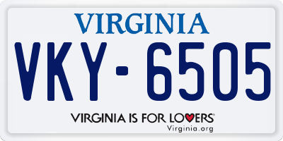 VA license plate VKY6505