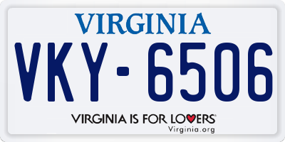 VA license plate VKY6506