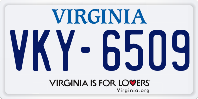 VA license plate VKY6509