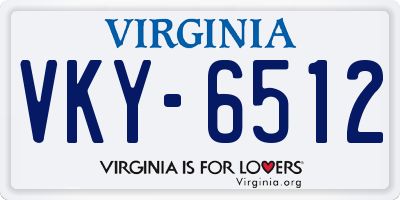 VA license plate VKY6512