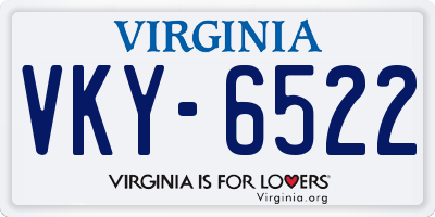VA license plate VKY6522