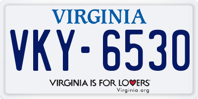 VA license plate VKY6530