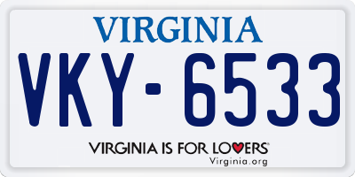 VA license plate VKY6533
