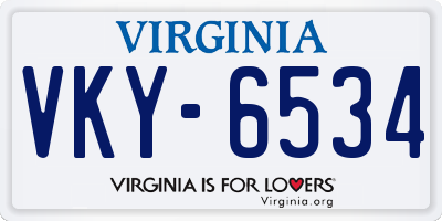 VA license plate VKY6534