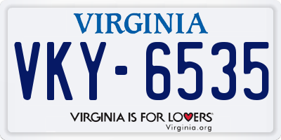 VA license plate VKY6535