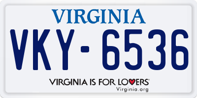 VA license plate VKY6536