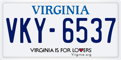 VA license plate VKY6537