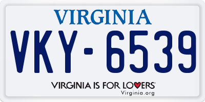 VA license plate VKY6539