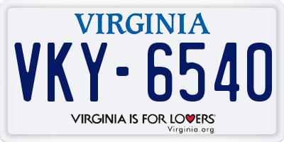 VA license plate VKY6540