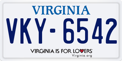 VA license plate VKY6542