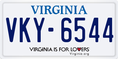 VA license plate VKY6544
