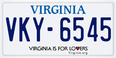 VA license plate VKY6545