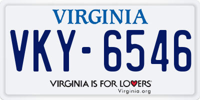 VA license plate VKY6546