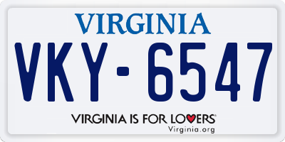 VA license plate VKY6547