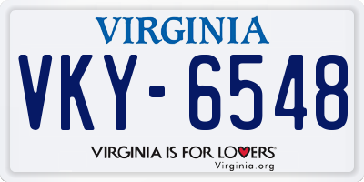 VA license plate VKY6548