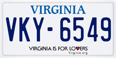 VA license plate VKY6549