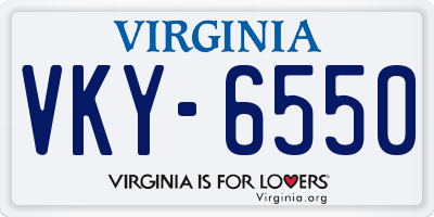 VA license plate VKY6550