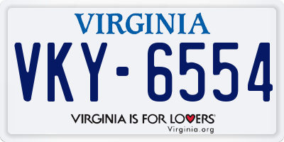 VA license plate VKY6554