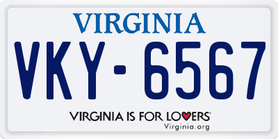 VA license plate VKY6567