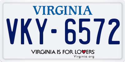 VA license plate VKY6572
