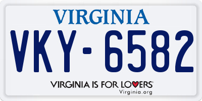 VA license plate VKY6582