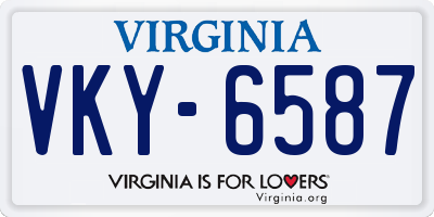 VA license plate VKY6587