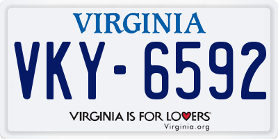 VA license plate VKY6592