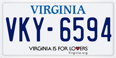 VA license plate VKY6594