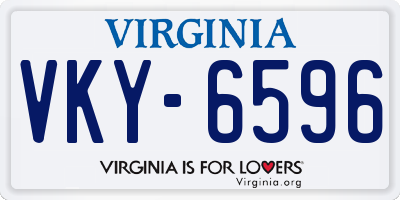 VA license plate VKY6596