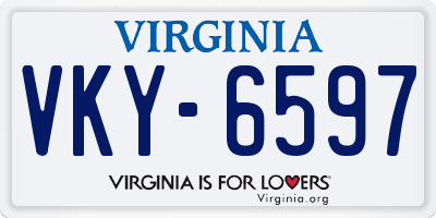 VA license plate VKY6597